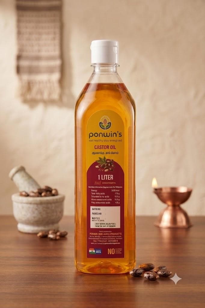 Ponwin's Castor Oil, 1 Litre bottle